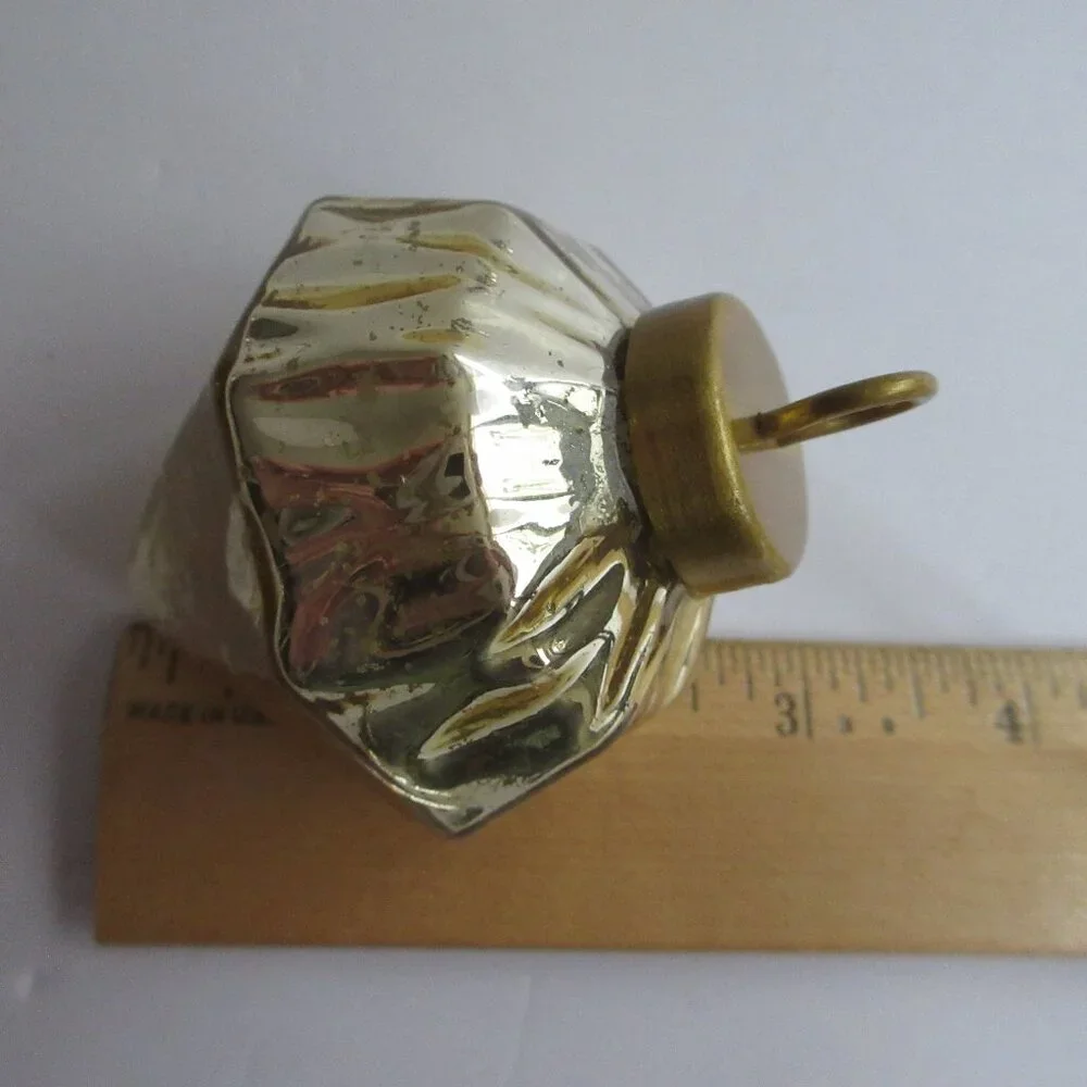 Crate&Barrel Gold Tone Mercury Glass Christmas Ornaments Set of 5 Retro Repro